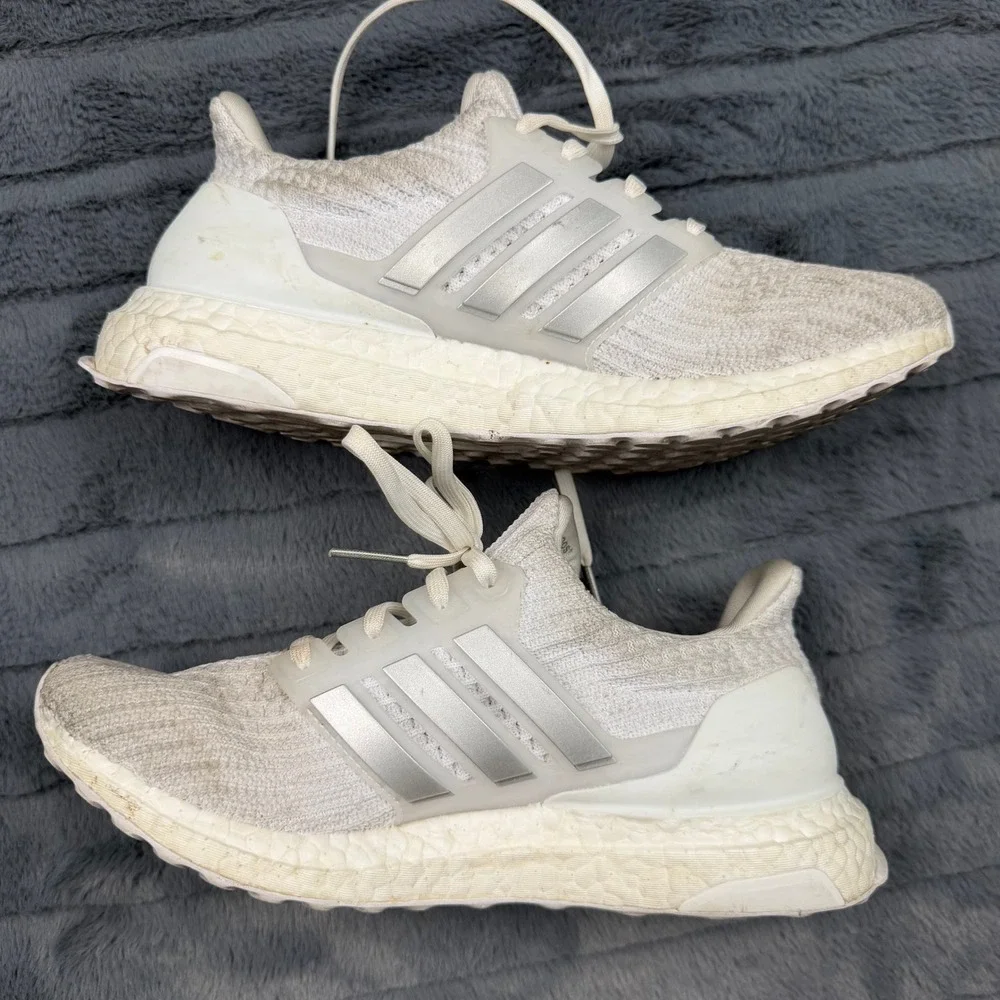 Adidas Ultraboost 4.0 DNA White Silver Metallic Running Shoes FZ0501 Womens 8